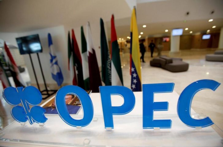 OPEC logo is pictured ahead of an informal meeting between members of the Organization of the Petroleum Exporting Countries (OPEC) in Algiers