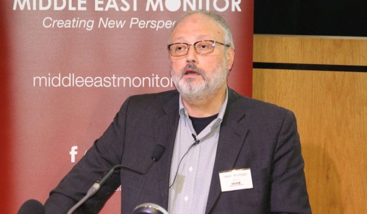 FILE PHOTO: Saudi dissident Jamal Khashoggi speaks at an event hosted by Middle East Monitor in London