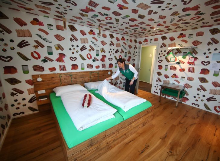 Chambermaid Andrea prepares a room of a so called