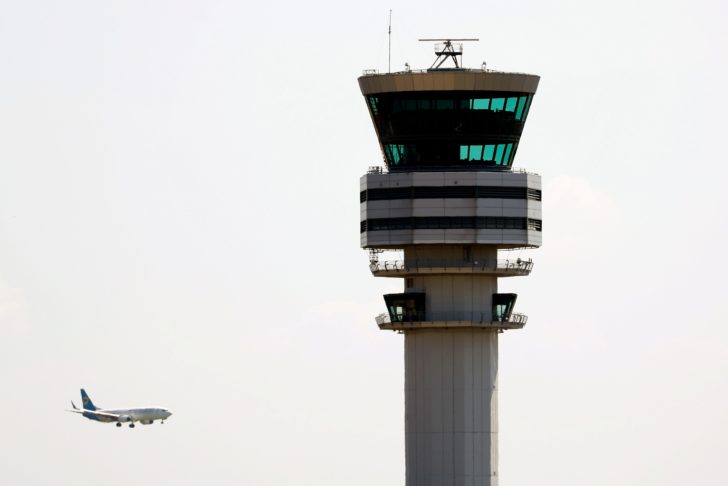FILE PHOTO: Air traffic control tower is seen at Zaventem near Brussels