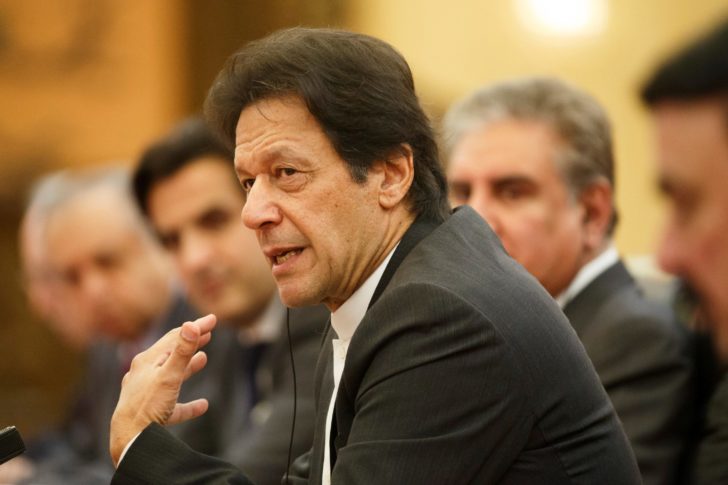 FILE PHOTO: Pakistani Prime Minister Imran Khan attends talks at the Great Hall of the People in Beijing