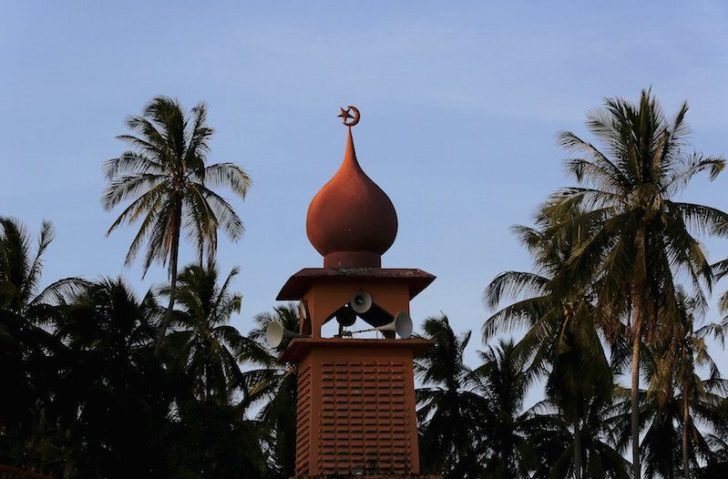A view shows the star and crescent on a mosque in Bachok