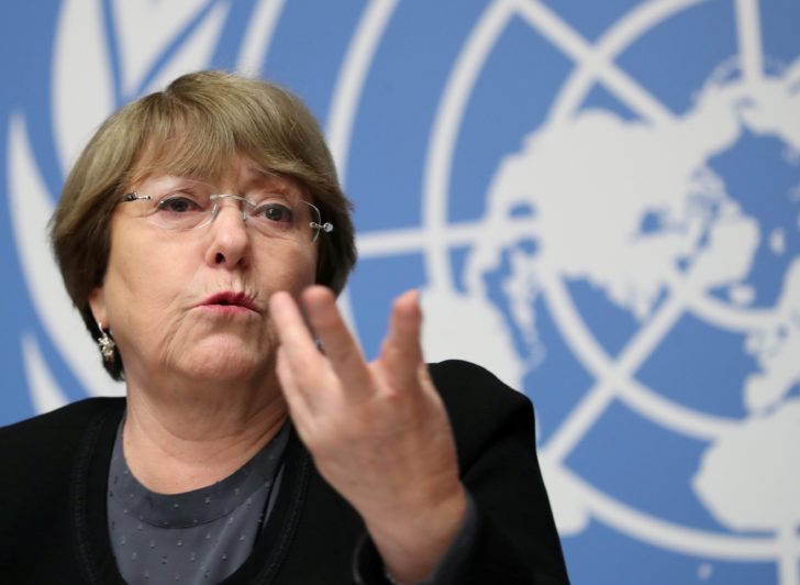 FILE PHOTO: UN High Commissioner for Human Rights Bachelet attends a news conference in Geneva