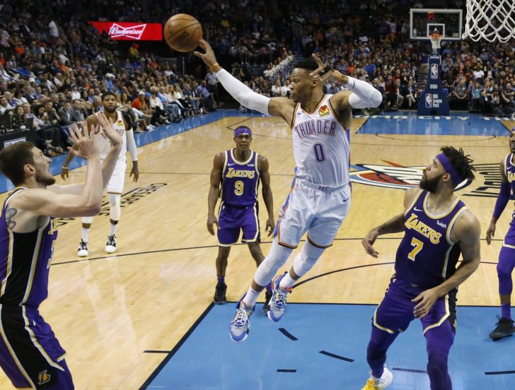 Russell Westbrook, Mike Muscala, Rajon Rondo, JaVale McGee