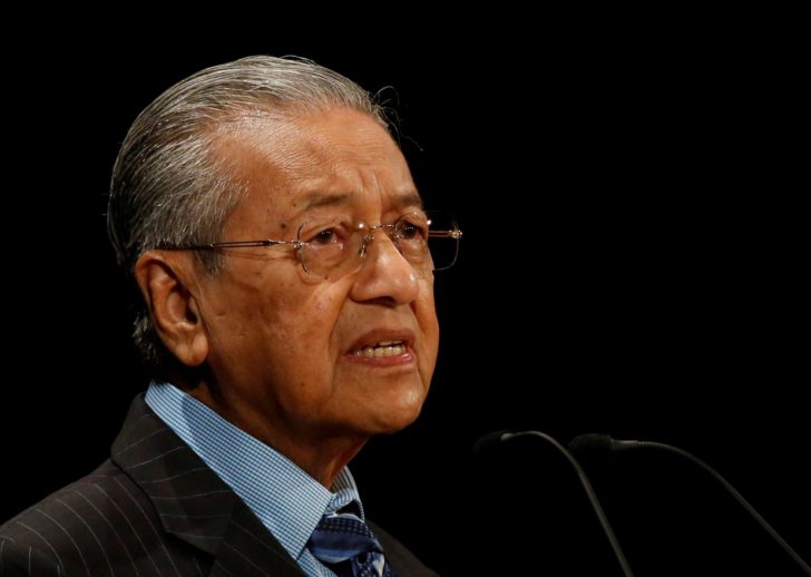 FILE PHOTO : Malaysian Prime Minister Mahathir Mohamad delivers a speech at the International Conference on the Future of Asia in Tokyo