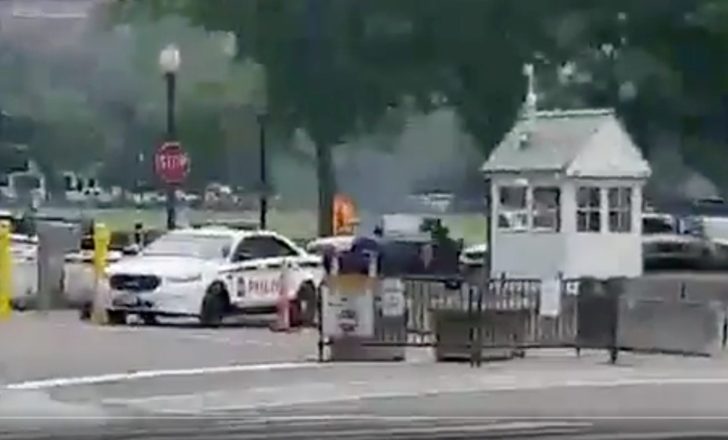 A man is seen engulfed in flames after he set himself on fire on the Ellipse near the White House in Washington