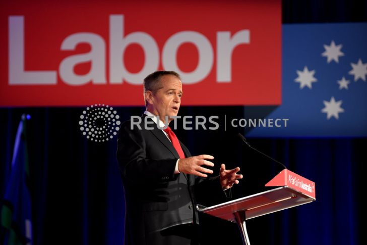 Australian Opposition Leader Bill Shorten delivers a speech at the Labor Party campaign launch for the 2019 Federal election at the Brisbane Convention Centre in Brisbane