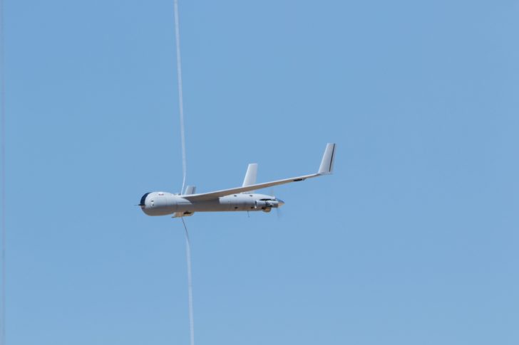 Handout photo of a ScanEagle drone during a Insitu customer event in Mazagon