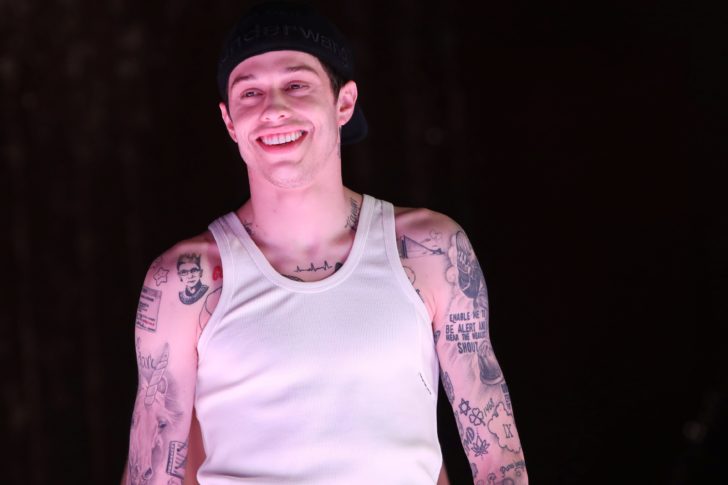 Actor Pete Davidson presents a creation from Alexander Wang's