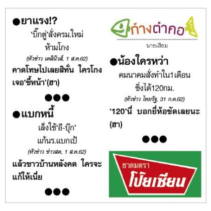 ก้างตำคอ วันที่ 2 สิงหาคม 2562 : โดย นายเสียม