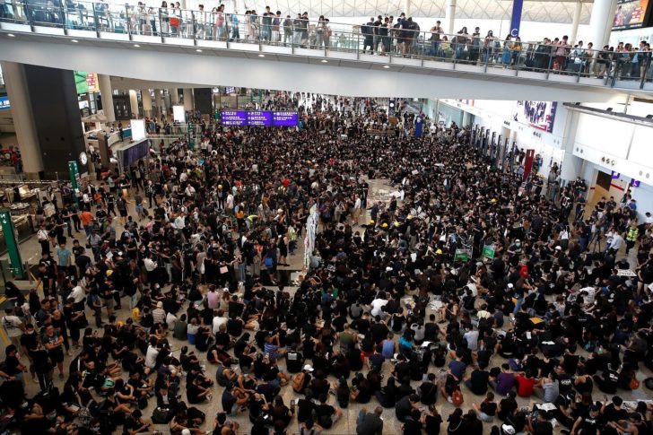 Protest against the recent violence in Yuen Long, at Hong Kong airport
