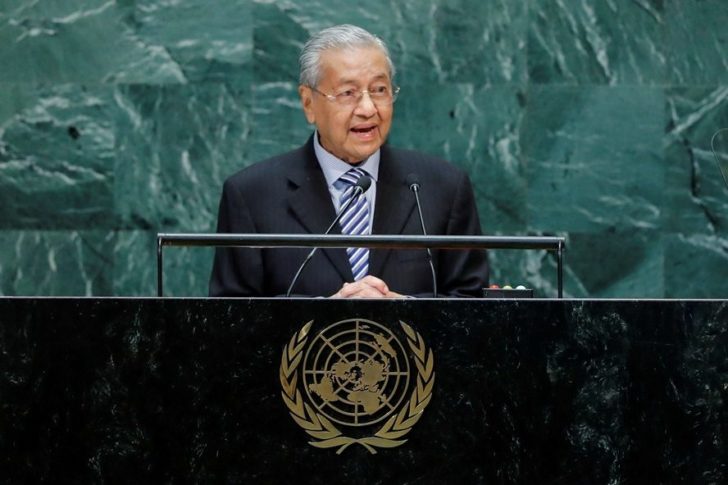 FILE PHOTO: Malaysian Prime Minister Mahathir Mohamad addresses the 74th session of the United Nations General Assembly at U.N. headquarters in New York City, New York, U.S.