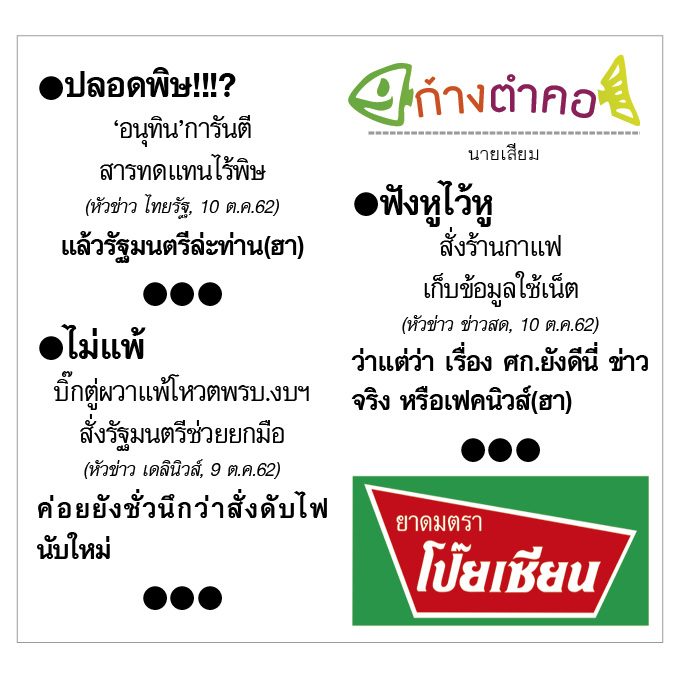 ก้างตำคอ วันที่ 11 ตุลาคม 2562 : โดย นายเสียม