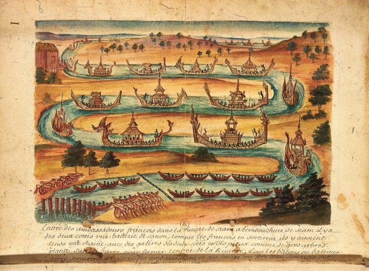 ภาพเขียนสีกระบวนเรือพระที่นั่งรับราชทูตฝรั่งเศส