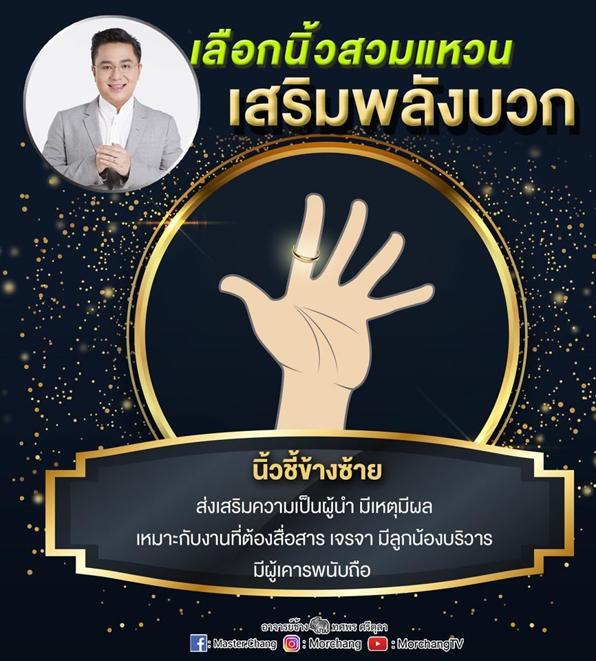 หมอช้าง' แนะสวมแหวนนิ้วไหน เสริมพลังบวก-เป็นผู้นำ หมอช้าง' แนะสวมแหวนนิ้วไหน เสริมพลังบวก-เป็นผู้นำ