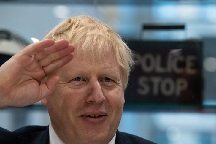 Britain's PM Boris Johnson visits Metropolitan Police training college in Hendon, London