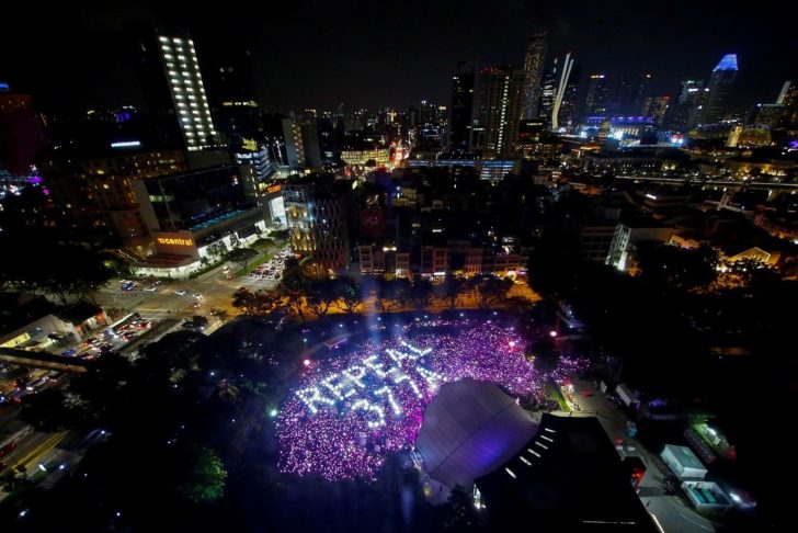FILE PHOTO: Participants at Pink Dot, an annual event organised in support of the LGBT community, gather in Singapore