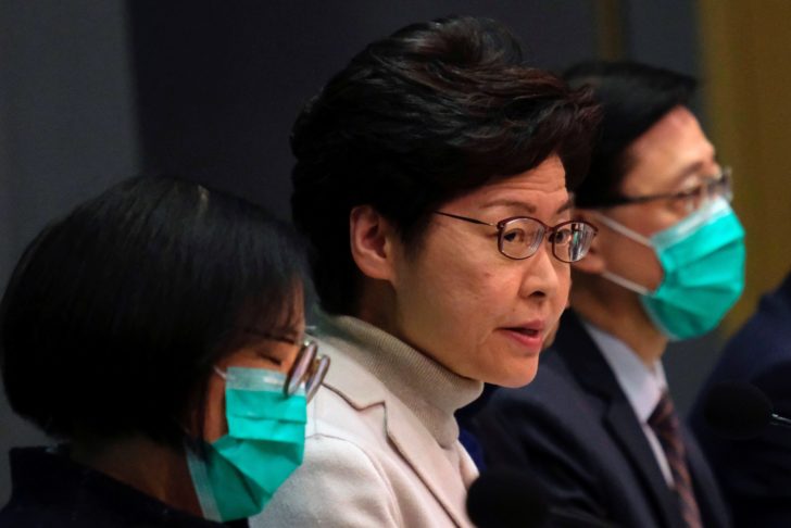 Hong Kong Chief Executive Carrie Lam speaks during a news conference, in Hong Kong