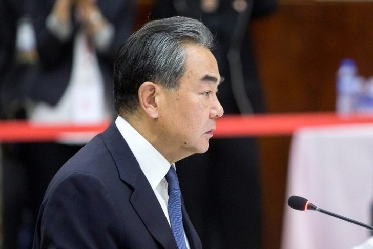 China's Foreign Minister Wang speaks to foreign ministers of ASEAN during an emergency meeting on the coronavirus outbreak in Vientiane