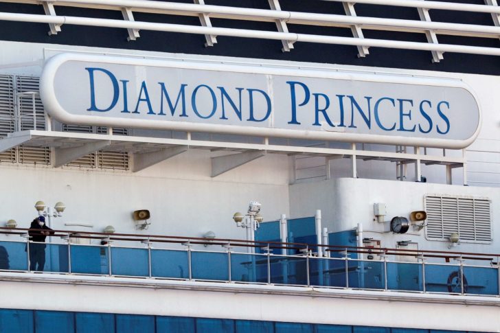 FILE PHOTO: Cruise ship Diamond Princess at Daikoku Pier Cruise Terminal in Yokohama