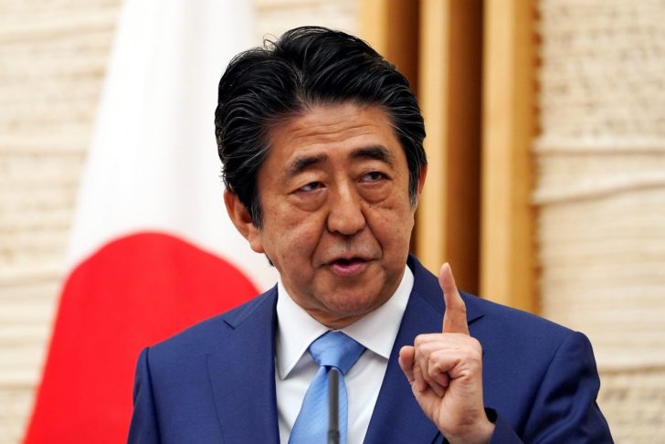 Japan's Prime Minister Shinzo Abe speaks during a news conference regarding the coronavirus disease (COVID-19) spread, in Tokyo