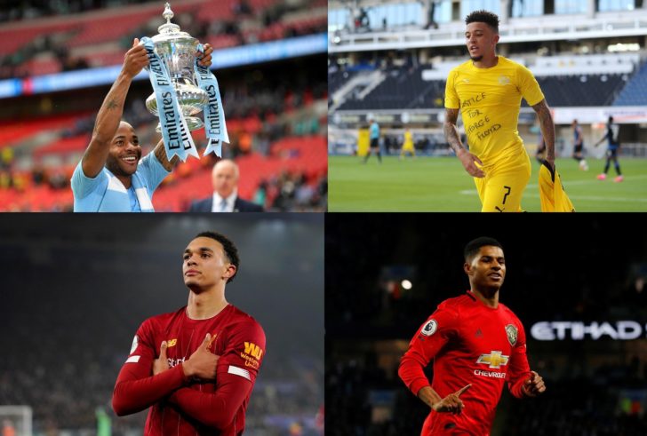 FILE PHOTO: Manchester City's Raheem Sterling holds the FA Cup aloft after the 2019 final