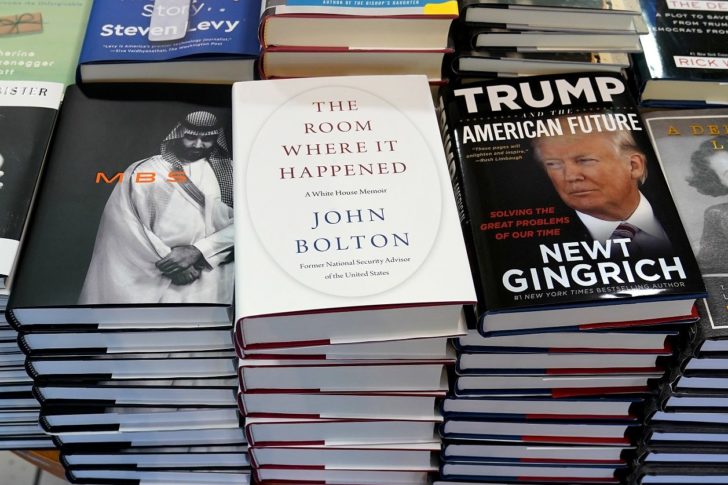 Copies of John Bolton's book 'The Room Where It Happened' are pictured on display at a Barnes and Noble bookstore in the Manhattan borough of New York City