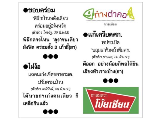 ก้างตำคอ วันที่ 1 กรกฎาคม 2563 : โดย นายเสียม