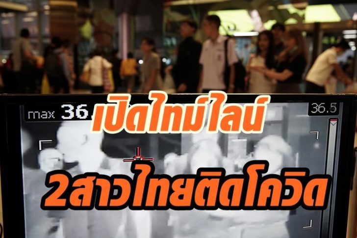 An image is seen on a thermographic device checking the temperature of people before entering a shopping mall in Bangkok