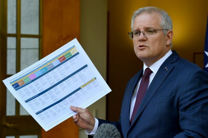 Australian Prime Minister Morrison speaks at a press conference in Canberra
