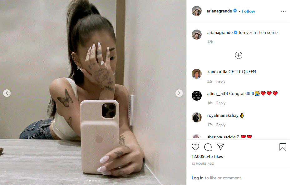 อารีอานา กรานเด ประกาศหมั้นแฟนหนุ่ม โชว์แหวนเพชรเม็ดงามลงไอจี