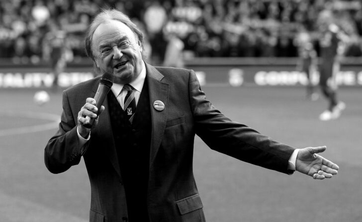 FILE PHOTO: Liverpool supporter and singer Marsden sings before their English Premier League soccer match against Blackburn Rovers at Anfield in Liverpool