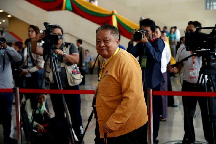 FILE PHOTO: Win Htein, one of the leaders of National League for Democracy party, arrives to attend opening ceremony of 21st Century Panglong conference in Naypyitaw