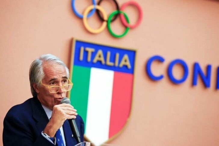 Italy's Olympic Committee chief Giovanni Malago speaks during a news conference in Rome