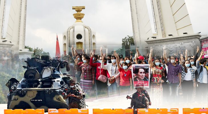 มวลชน งามตา ต่อต้าน ‘รัฐประหาร’ จากพม่า สู่ไทย