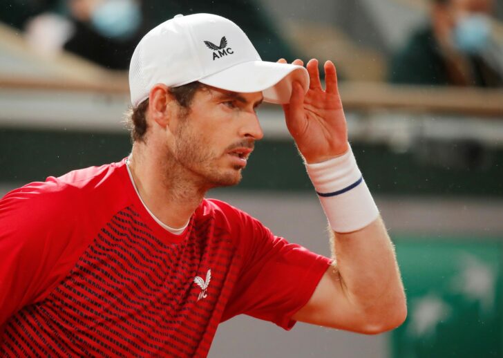 FILE PHOTO: Britain's Andy Murray during his first round match against Switzerland's Stan Wawrinka at the French Open, September 27, 2020