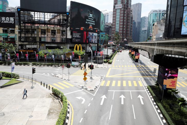 FILE PHOTO: General view of a deserted street during a lockdown due to the COVID-19 pandemic, in Kuala Lumpur