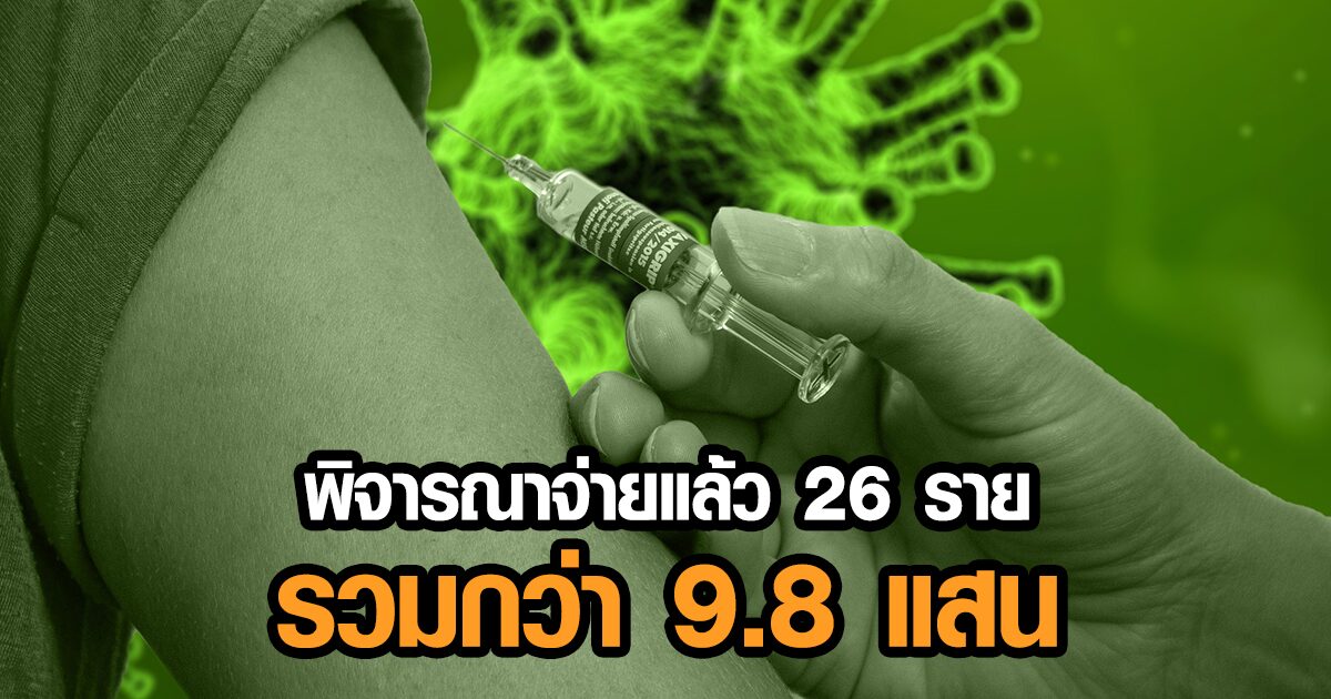 สปสช.เขต 6 ระยอง พิจารณาจ่ายผู้ได้รับความเสียหายจากวัคซีนแล้ว 26 ราย รวมกว่า 9.8 แสนบาท
