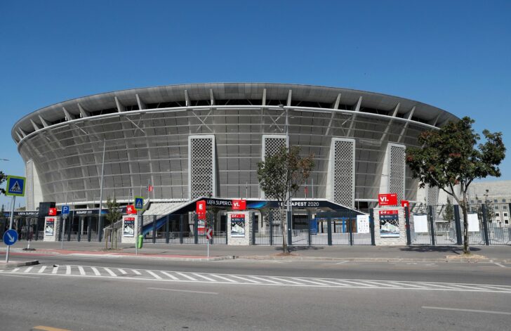 FILE PHOTO: A general view shows the Puskas Arena, which will host the Super Cup Final, in Budapest