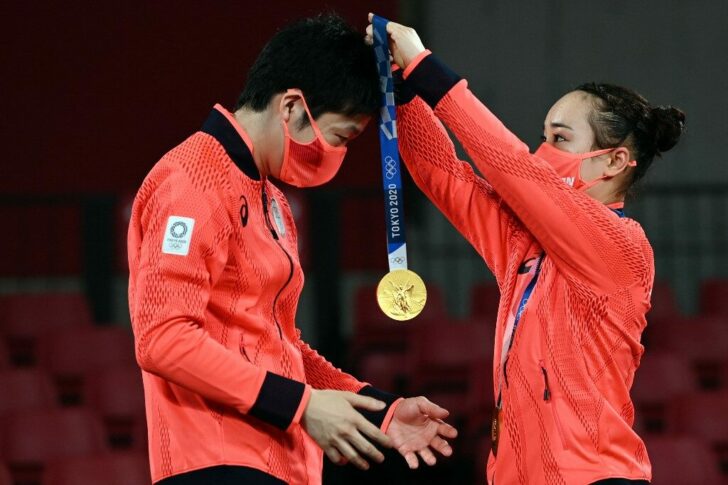 TABLE TENNIS-OLY-2020-2021-TOKYO-PODIUM