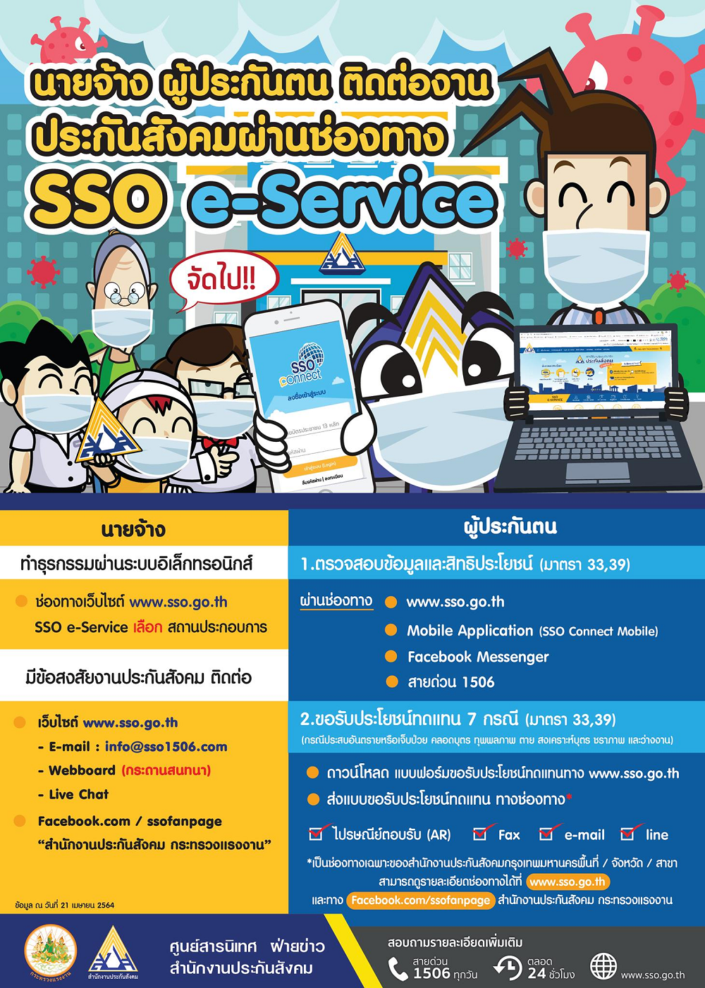 สปส.ห่วงความปลอดภัยนายจ้าง ผู้ประกันตน ขอติดต่อ-เช็กสิทธิประโยชน์ผ่าน ...