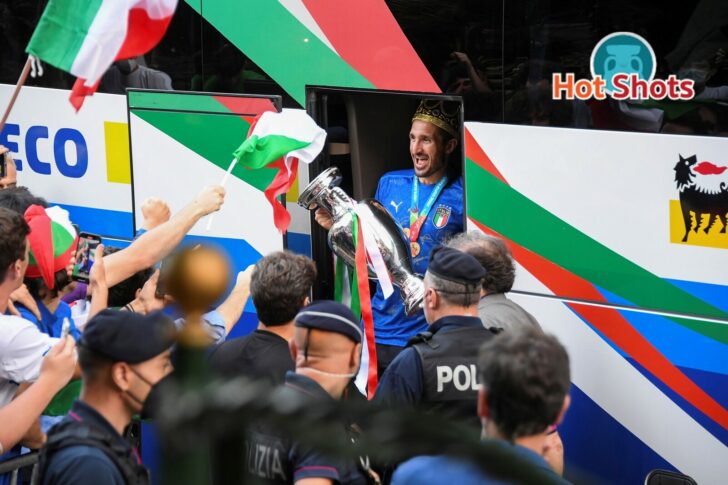 Euro 2020 - Italy players arrive at hotel in Rome after winning the European Championship
