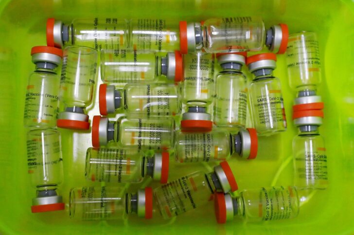 FILE PHOTO: Bottles of the Sinovac vaccine are seen at a hospital in Jakarta