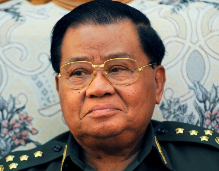 FILE PHOTO: Myanmar's Senior General Than Shwe sits before meeting with U.N. Secretary General Ban Ki-Moon in Naypyidaw