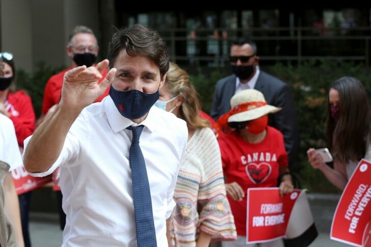 Canada's Prime Minister Justin Trudeau greets supporters, in Ottawa