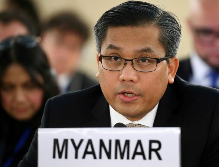 FILE PHOTO: FILE PHOTO: Myanmar's ambassador Tun addresses the Human Rights Council at the United Nations in Geneva