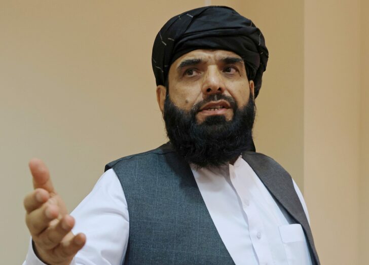 FILE PHOTO: Taliban spokesman Suhail Shaheen leaves after a news conference in Moscow,