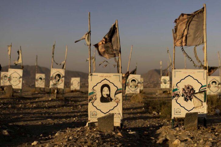 Graves at a Hazara cemetery for the Shi'ite community martyrs in a hill on the outskirts of Kabul
