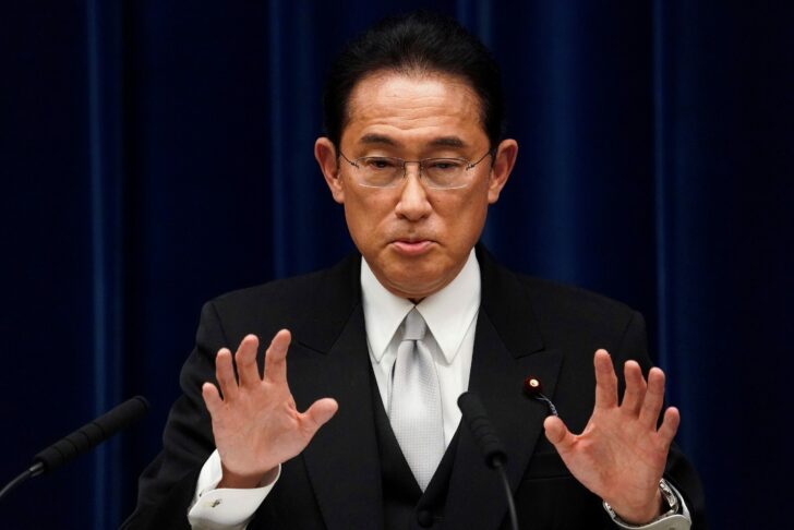 FILE PHOTO: Fumio Kishida, Japan's prime minister, attends a news conference at the prime minister's official residence in Tokyo