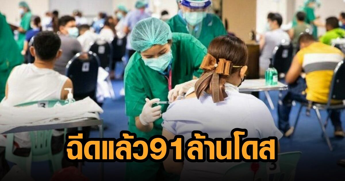 ไทยฉีดวัคซีนแล้ว 91 ล้านโดส เข็มสามปักแขน 3.2 ล้านราย